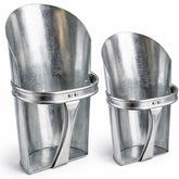 Domensi front view of both scoops showing sizes and durable finish
