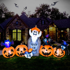 DomKom front view inflatable yard scene vibrant LEDs attract visitors