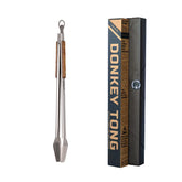 Donkey Long Tong front view showing full 27-inch length and sturdy build for safer grilling
