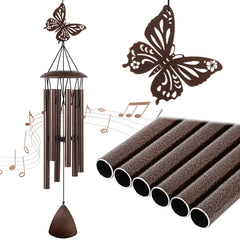 Doopeer butterfly wind chime front view showing bronze tone and balanced design for curb appeal
