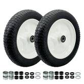 DOUBLE BRIDGE front view of assembled 3.50-10 wheel showing rim and solid tread, durable replacement