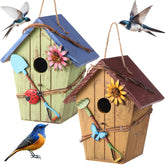 DoubleFill front view of bright blue birdhouse showing curb appeal and color