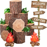 DoubleFill tree stump front view showing wood-grain print and sturdy box benefit