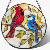 DOUHASU front view showing cardinal and blue jay, adds colorful window art