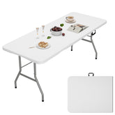Dovov 6ft folding table front view showing full tabletop and leg stability