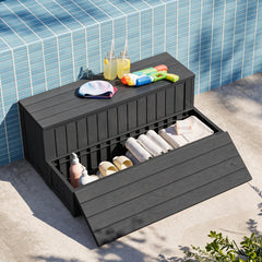 Dovov front view of black hot tub steps showing stable design and capacity