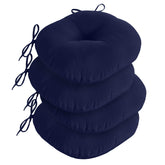 downluxe front view of four navy cushions showing neat packaging and color durability