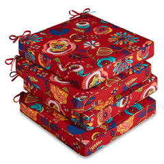 downluxe front packaging showing four Sonia Scarlet cushions and box, easy setup