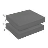 downluxe front view of two dark grey cushions showing neat corners and fit benefit