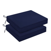 downluxe front view navy cushions showing neat square corners and ties for comfort