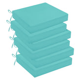 downluxe front view teal cushions showing neat stack and color, adds visual curb appeal