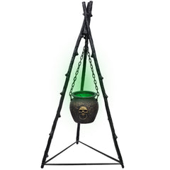 DR.DUDU front view of large witches cauldron, creates strong Halloween focal point