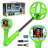 DR.ÖTEK front view of kids metal detector showing colorful LCD and control panel for easy play