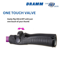 Dramm RainSelect next to ruler showing 30-inch length for extended reach and ergonomic advantage