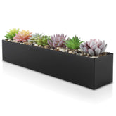 DR&Co front view of matte black stainless planter showing sleek modern finish and clean lines