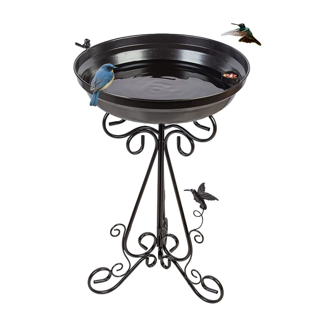 DREAMSOUL front view showing full bird bath and stand, durable outdoor focal point