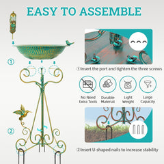 dreamysoul side profile of pedestal bird bath highlighting height and stable silhouette, easy positioning