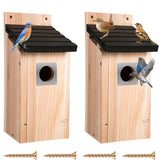 Dreyoo front view dark wood bird house showing weather-resistant finish and sturdy build