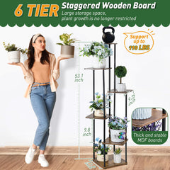 Dreyoo side profile revealing staggered shelves and space for tall plants, maximizing light exposure