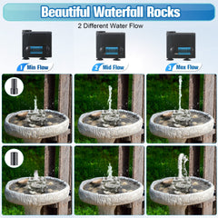 Dreyoo pump under rock showing intake and suction base for easy secure installation