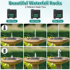 Dreyoo pump in birdbath demonstrating circulation and attraction for birds