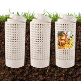 Drhomeam front view of compact inground composter showing tidy garden benefit