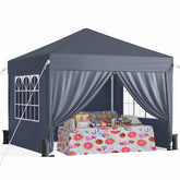 Driftalia front view dark grey canopy showing full shelter and shade benefit