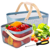 Dualshine front view of both baskets showing size difference and storage benefit