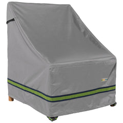 Duck Covers front view of grey Soteria chair cover showing full protection benefit