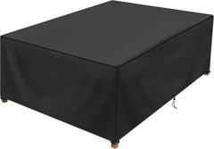DUDSOEHO front view showing full rectangular cover protecting patio table