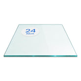 Dulles Glass front view of 24" square top highlights clarity and protection