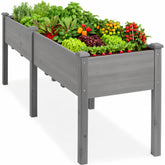 DUMOS front view of full elevated planter box showing generous planting area