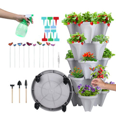 DUNCHATY front view of the stackable planter showing compact vertical gardening benefit