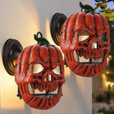 dunfack front porch light cover on lamp showing spooky glow and improved curb appeal