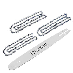 Dunhil front packaging showing two chains and one 20-inch guide bar for quick replacement