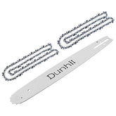 Dunhil guide bar and two chains front view showing complete replacement kit benefits