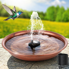 Dunkive front view of vintage metal birdbath showing finishing for curb appeal