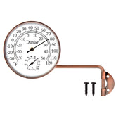 DUNUO front view brass dial showing clear temperature and humidity reading benefit