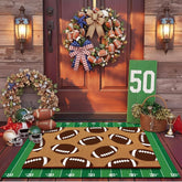 Duraaamo front view of two-piece football mat set showing welcome design and curb appeal
