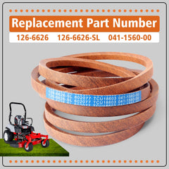 Dusledel belt on mower showing correct routing for safe installation