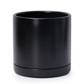 D'vine Dev front view of 10-inch black ceramic planter showing clean silhouette and benefit of modern style