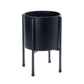 D'vine Dev front view of 8-inch black planter showing modern silhouette and elegance