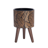 D'vine Dev front view planter with stand showing modern bronze grey finish and visual appeal