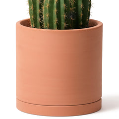 D'vine Dev front view of terracotta pot showing clean minimalist shape and finish