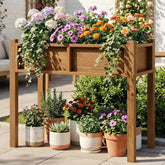 DWVO front view of elevated planter showing neat profile and stability benefit