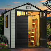 DWVO front exterior shed showing weatherproof entrance and stylish fence panels for curb appeal