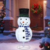 Dynaming front view snowman on lawn showing bright LED glow and festive appeal