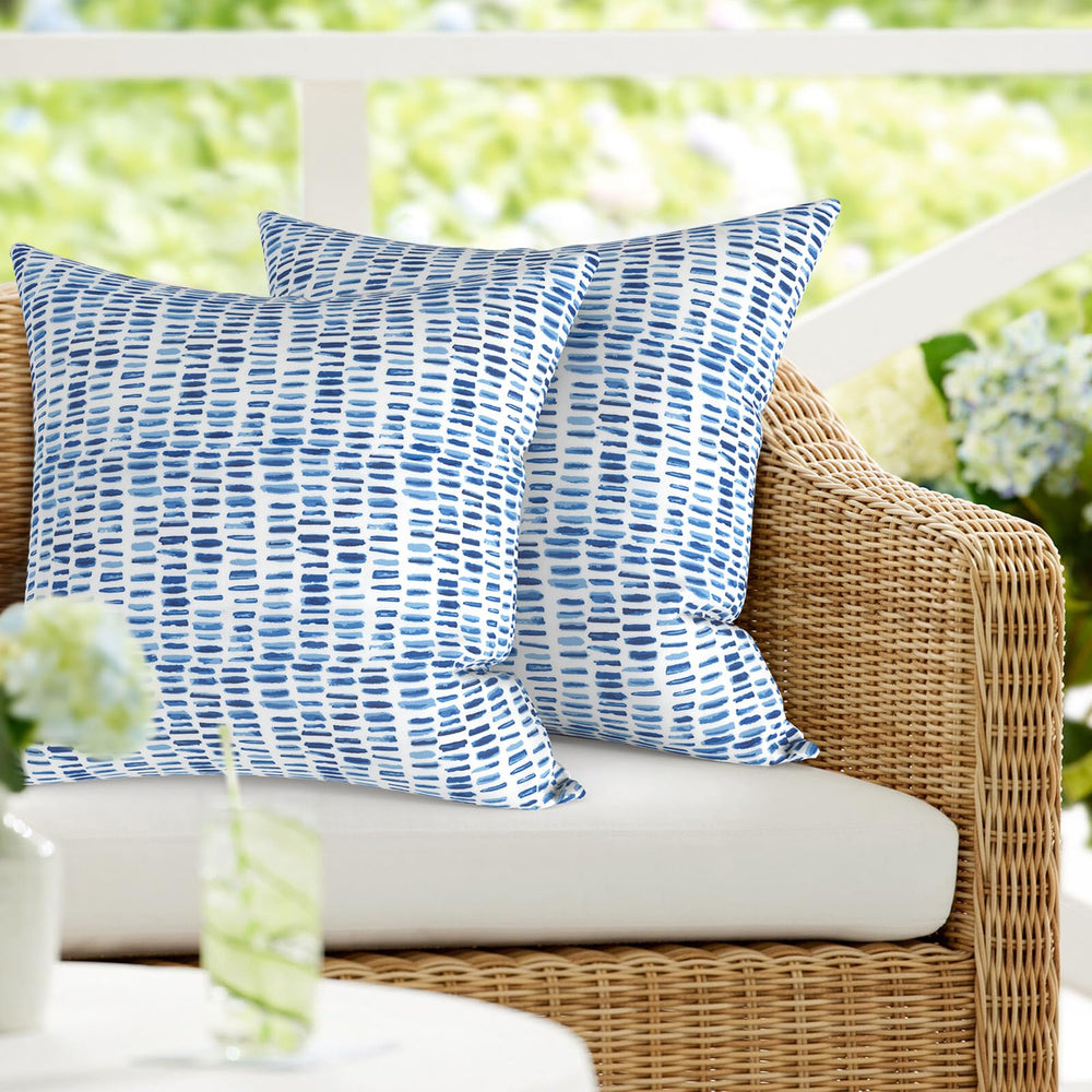DYTXIII front view of pebble blue pillows adds stylish outdoor accent