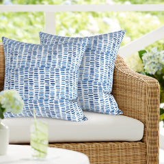DYTXIII front view of pebble blue pillows adds stylish outdoor accent