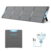 E-POWO folded 220W panel front view showing compact portability and quick transport